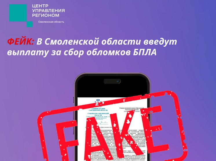 В Смоленской области опровергли информацию о выплатах за сбор обломков БПЛА