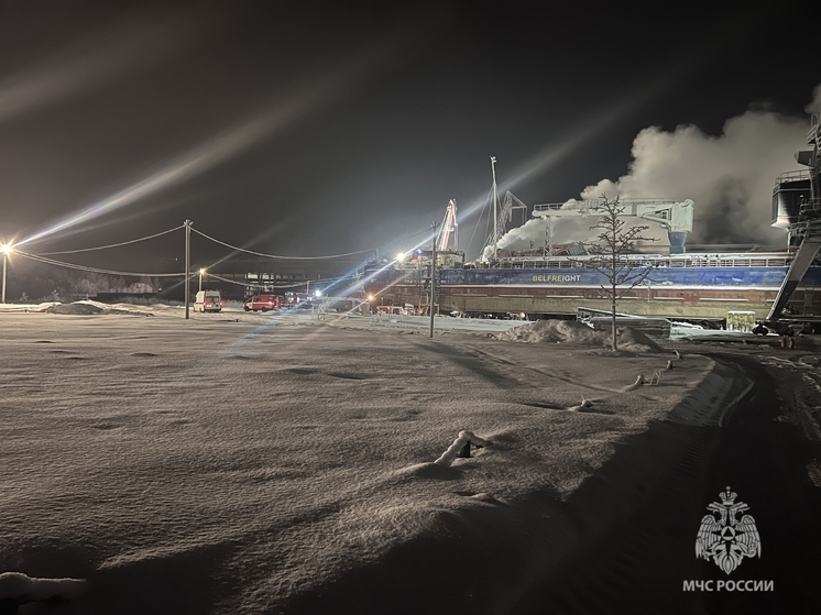 В Архангельске потушили крупный пожар на барже