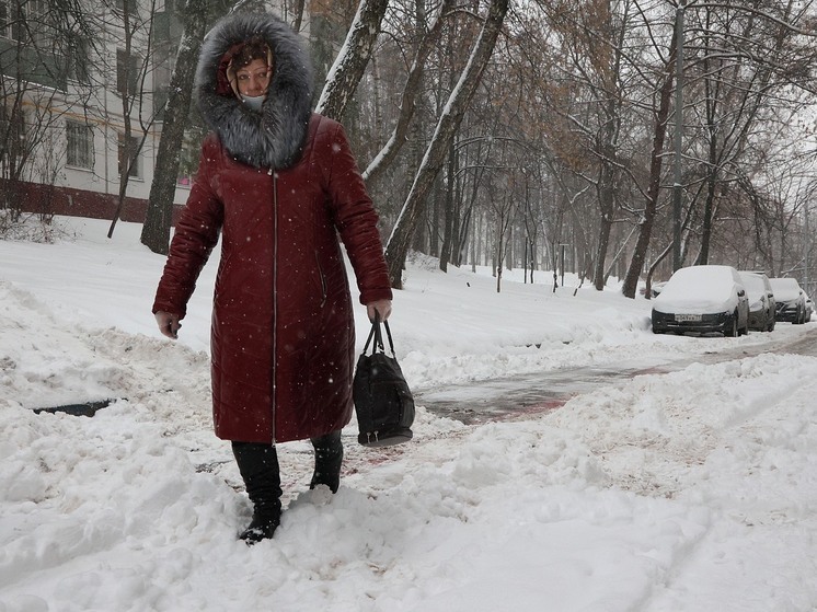 В центре Москвы образовался "горный хребет" из снега