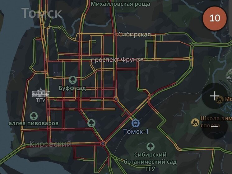  В Томске в первый рабочий день образовались десятибалльные пробки