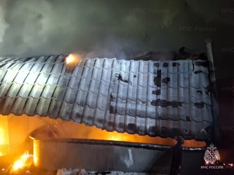 В Орловской области ночью загорелась баня