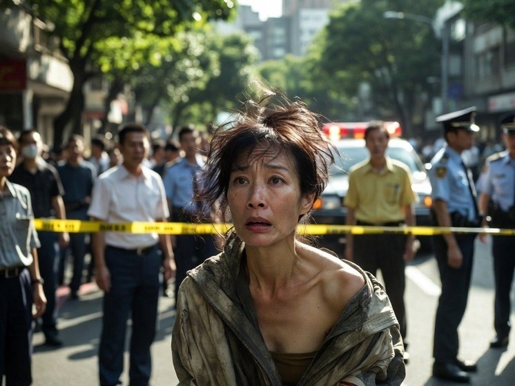 В Тайване женщина сбросила одежду и выскочила на улицу на глазах у прохожих