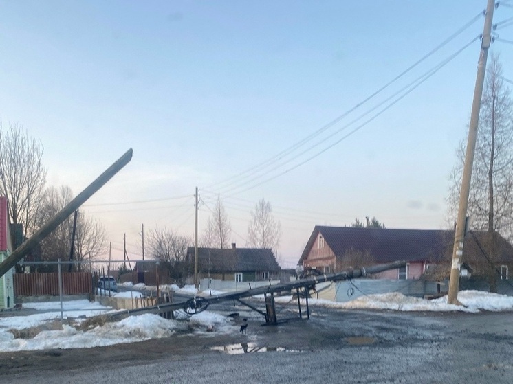 В поселке Новая Вилга под Петрозаводском упала опора связи