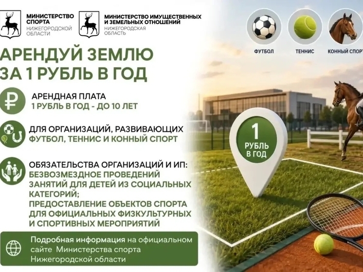 Земля за 1 рубль: новая мера поддержки спорта в Нижегородской области