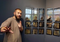   Художник-экспериментатор Сергей Потеряев из Екатеринбурга представил  работы, созданные совместно с учеными и с использованием неожиданных материалов - таких, как прозрачная древесина