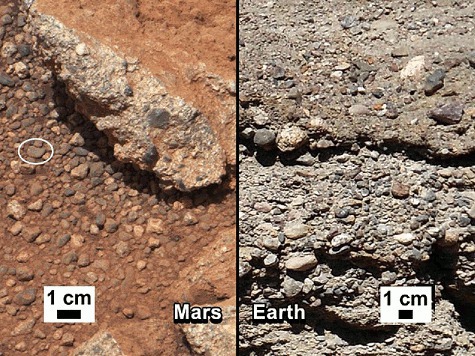 Американский марсоход обнаружил в кратере Гейл следы пересохшего потока
