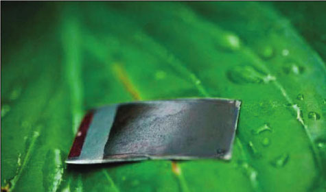 Искусственный лист имеет солнечный коллектор зажатый между двумя плёнками, генерирующими кислород и водород
