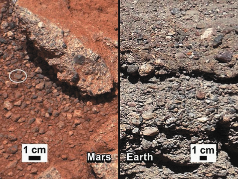 Марсоход NASA Curiosity обнаружил следы марсианского ручья, который тек в древние времена в районе кратера Гейла в южном полушарии Красной планеты