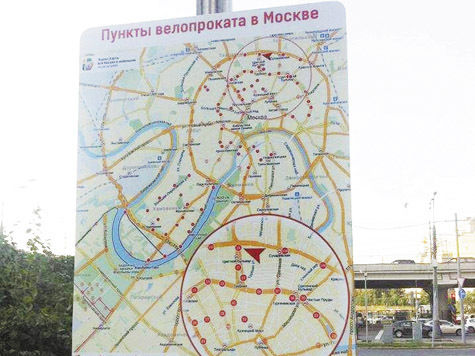 Карта пунктов проката велосипедов появится в ближайшие дни на всех велостанциях в Москве