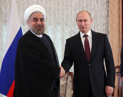 Личная встреча  Владимира Путина и иранского президента Хасана Рухани в рамках ШОС