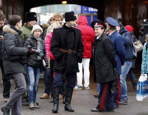 Казачьи патрули на Белорусском вокзале