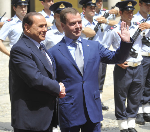 Медведев и Берлускони в Милане