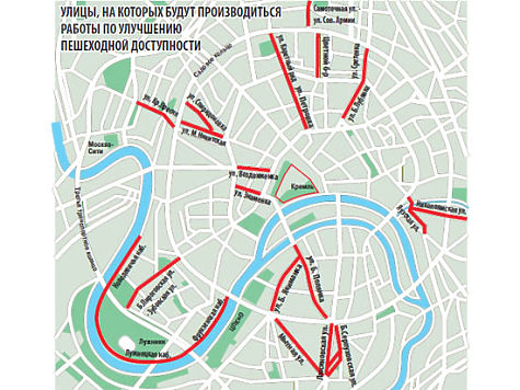 Карта пешеходных зон москвы