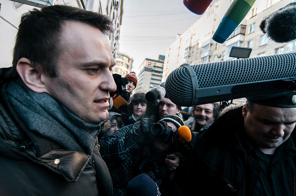 Алексей Навальный после заседания суда, 30 декабря 2014 года