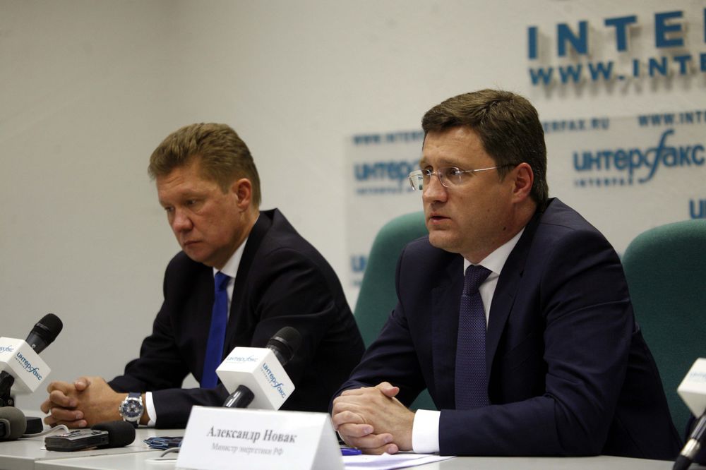 Алексей Миллер и Александр Новак во время пресс-конференции